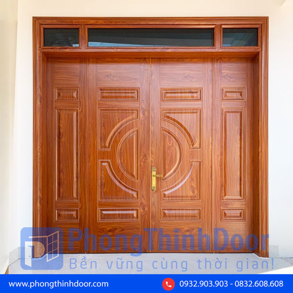 cửa chính 4 cánh thép vân gỗ
