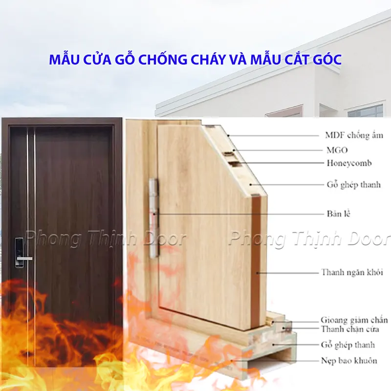 Mẫu cửa gỗ chống cháy và mẫu cắt góc