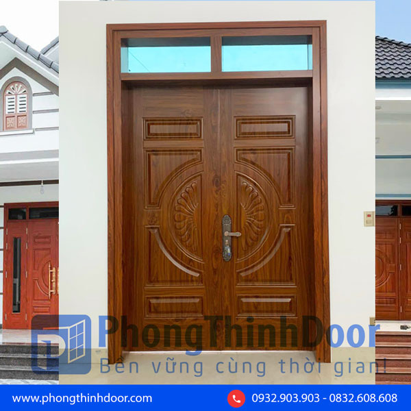 cửa thép vân gỗ 2 cánh