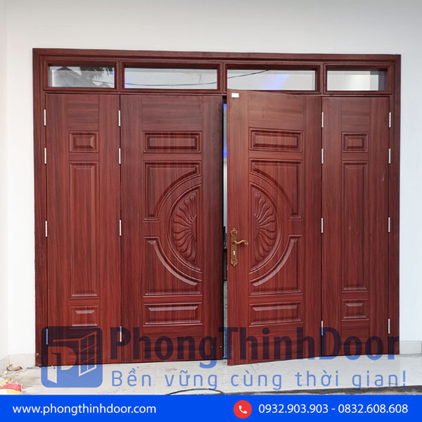 cửa thép vân gỗ 4 cánh