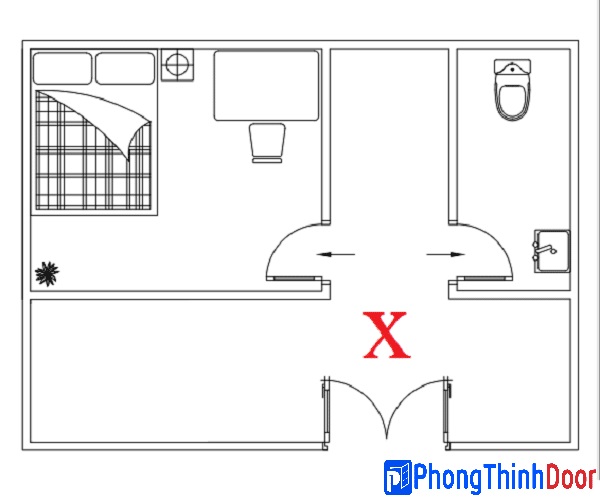 Khi thiết kế nhà ở nên tránh bố trí phòng ngủ đối diện cửa chính