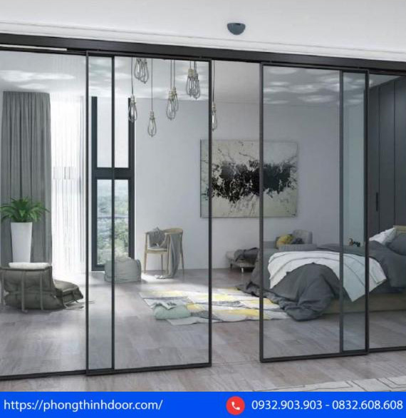 Mẫu cửa nhôm hệ Slim cho phòng ngủ