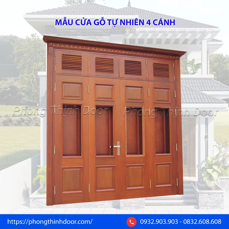 Cửa gỗ tự nhiên 4 cánh
