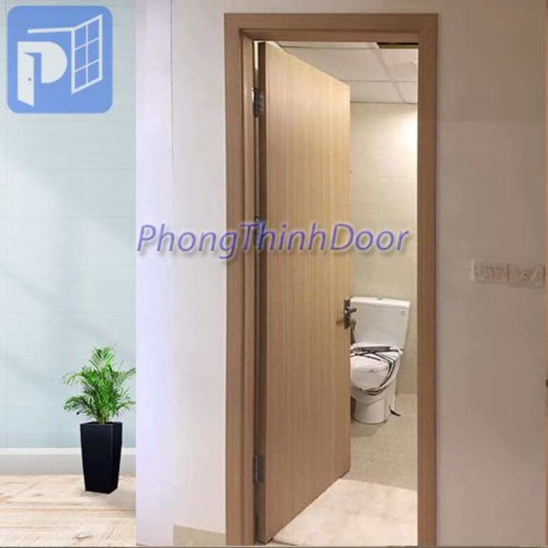Cửa gỗ công nghiệp HDF siêu chống ẩm Melamine, lắp cho nhà vệ sinh
