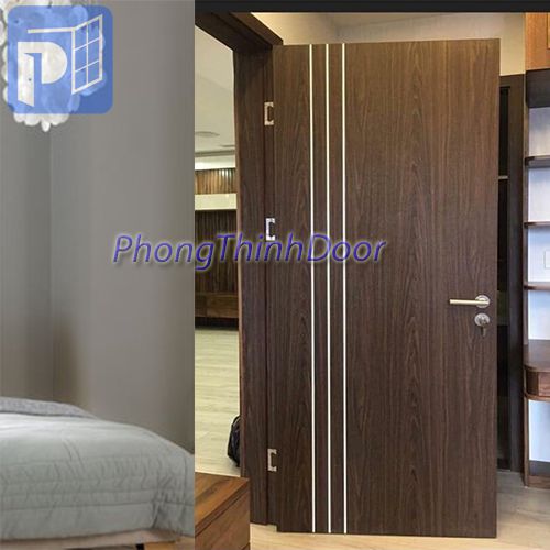 cửa gỗ công nghiệm MDF 3 chỉ nhôm