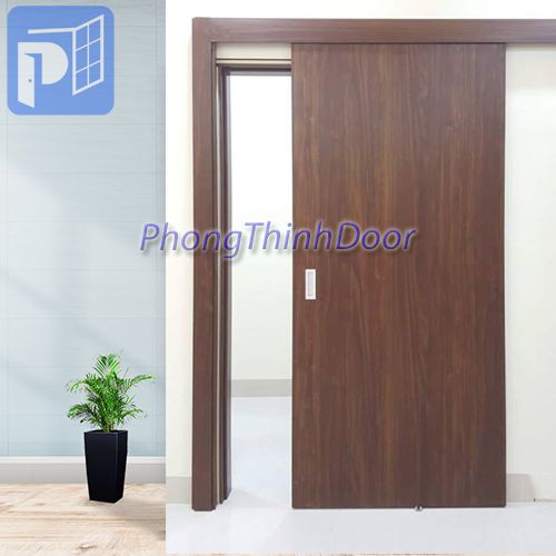 Cửa lùa nhựa giả gỗ hay còn gọi là cửa trượt nhựa giả gỗ