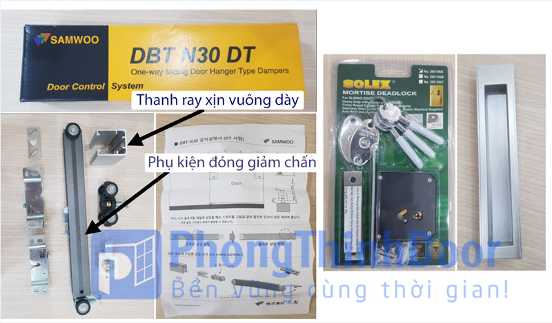 phụ kiện giảm chấn cửa lùa hàn quốc