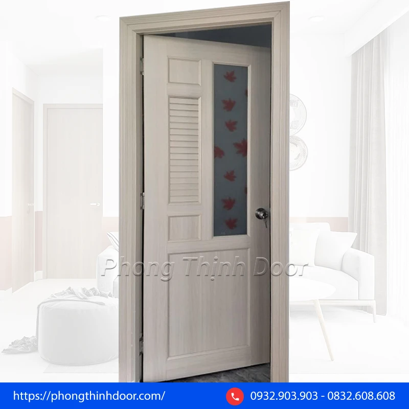 Mẫu cửa thông phòng nhựa gỗ ghép thanh