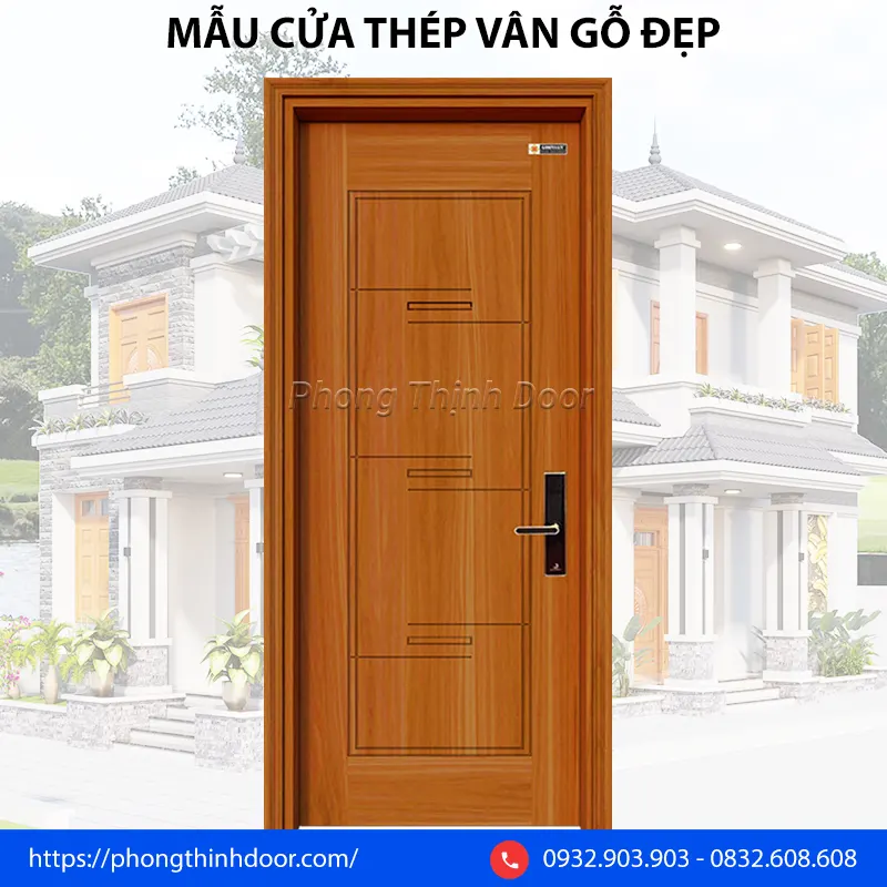 mẫu cửa thép vân gỗ