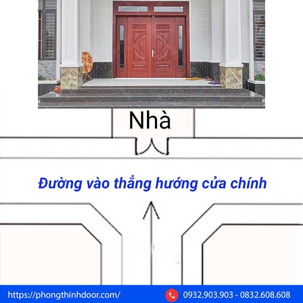 Đường đi thẳng hướng cửa chính còn được gọi là “Nhất tiễn xuyên tâm”