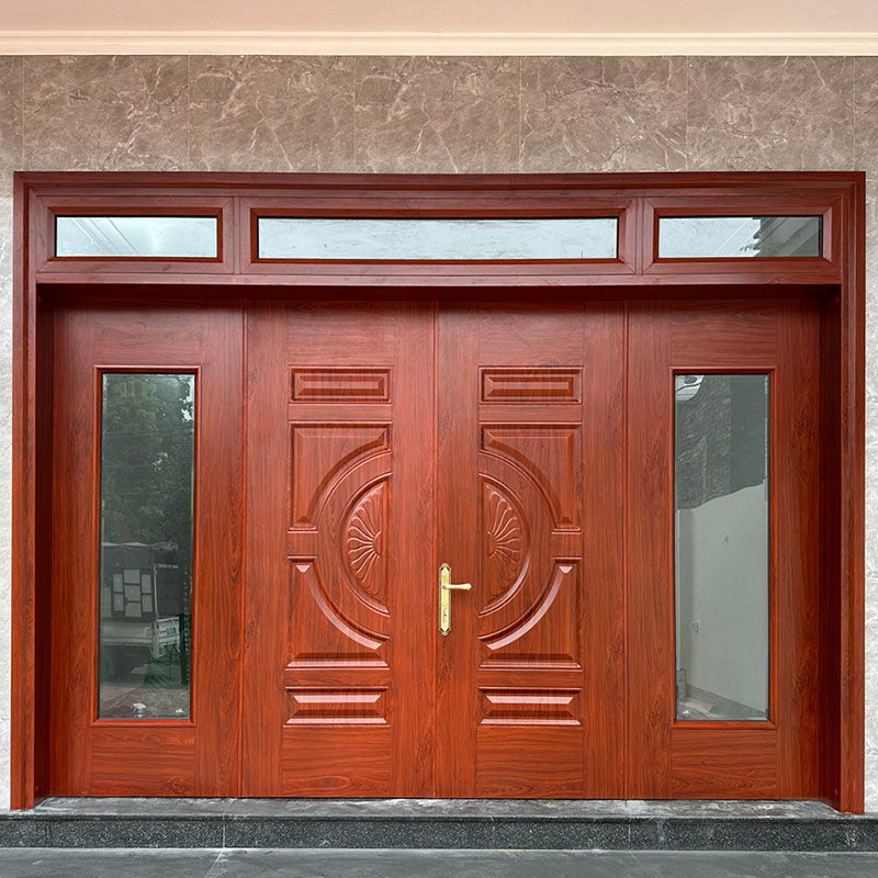 cửa thép vân gỗ 4 cánh đều