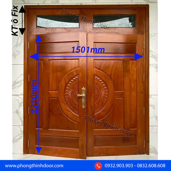 kích thước phủ bì cửa chính 2 cánh