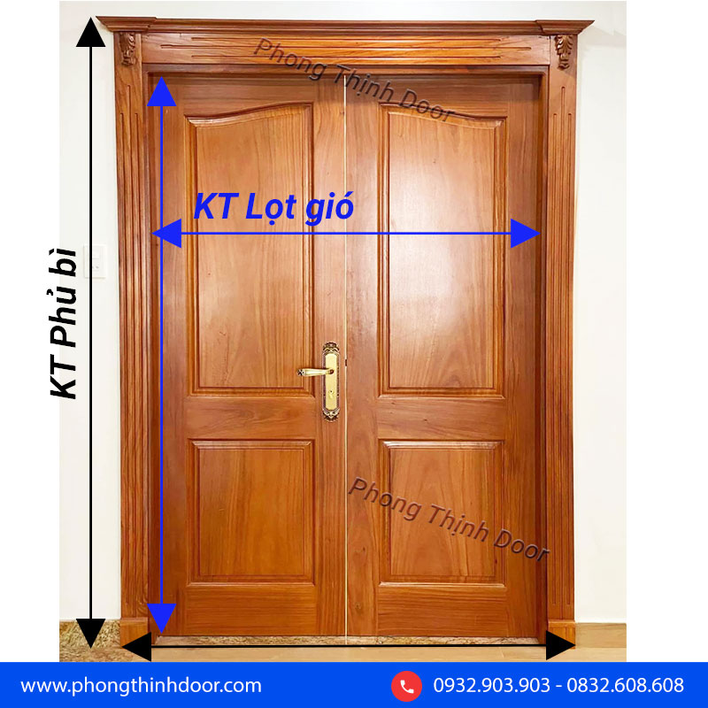 kích thước cửa chính 2 cánh