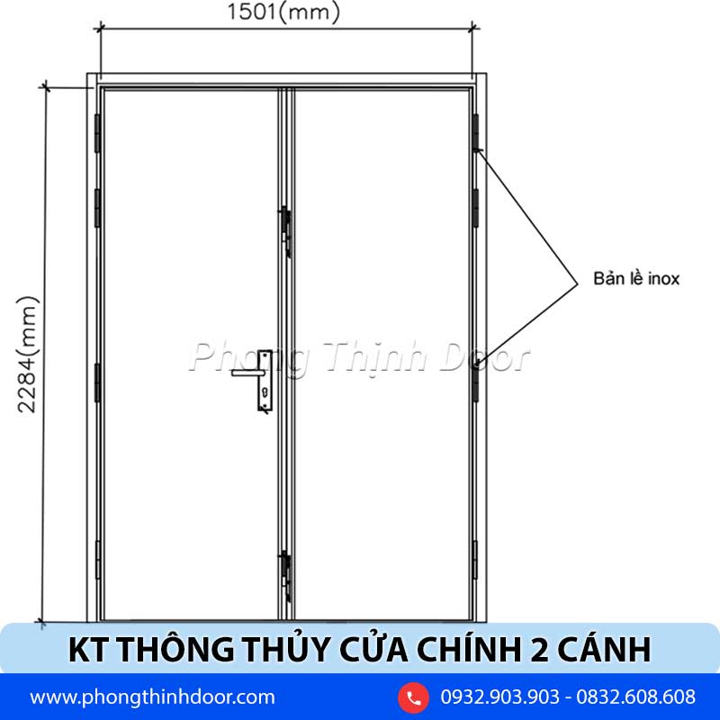 Kích thước cửa chính 2 cánh theo phong thủy