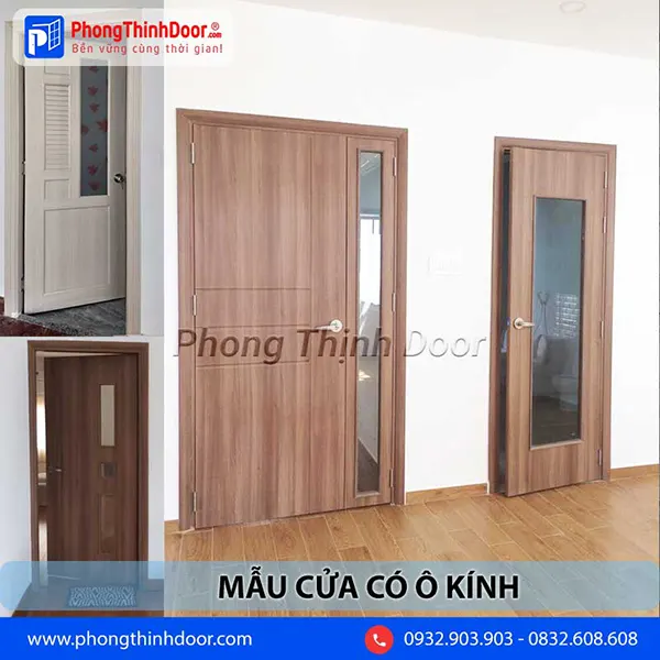 mẫu cửa nhà đẹp có ô kính