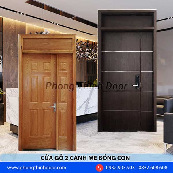 cửa gỗ 2 cánh mẹ bồng con