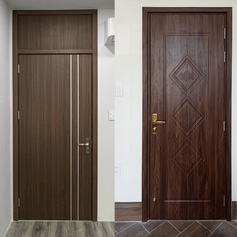 cửa nhựa composite chạy chỉ nhôm phòng ngủ