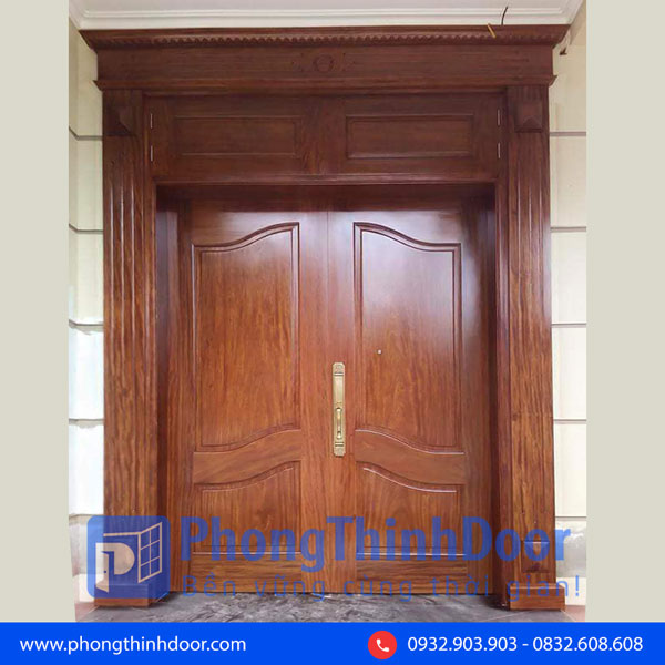 cửa chính 2 cánh gỗ lim