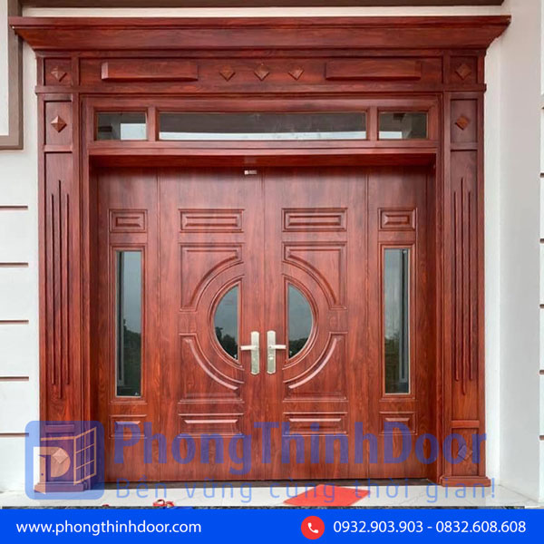 cửa thép 4 cánh giả gỗ