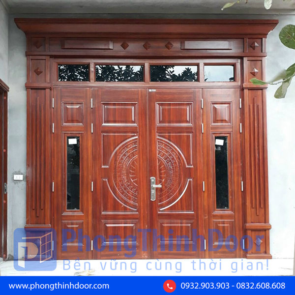 cửa thép giả gỗ 4 cánh