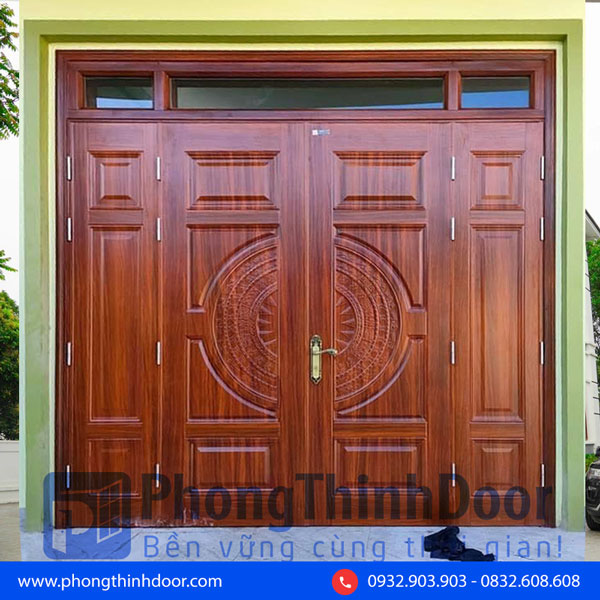 cửa thép vân gỗ 4 cánh