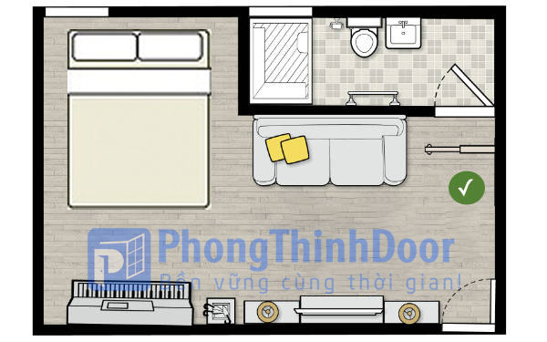 hoái giải cửa phòng ngủ đối diện cửa toilet