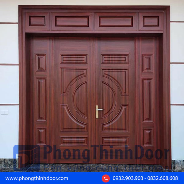 mãu cửa thép vân gỗ 4 cánh