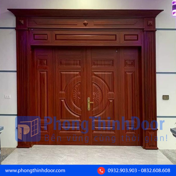thiết kế cửa thép vân gỗ