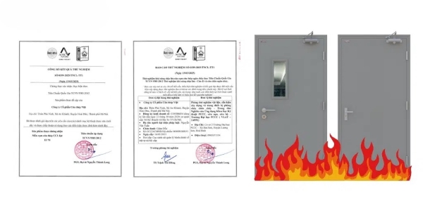 Cửa thép chống cháy 2 cánh đạt tiêu chuẩn kiểm định và chứng nhận an toàn PCCC