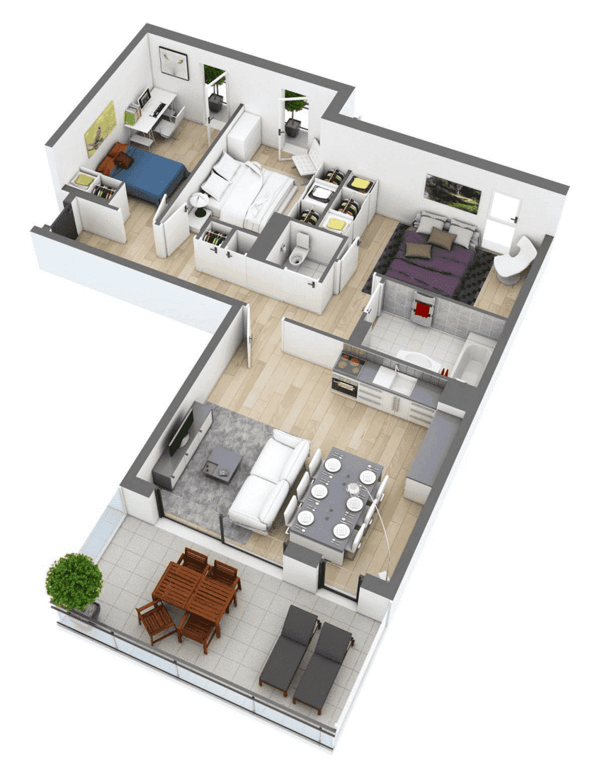 thiết kế nhà cấp 4 chữ L giá 300 triệu