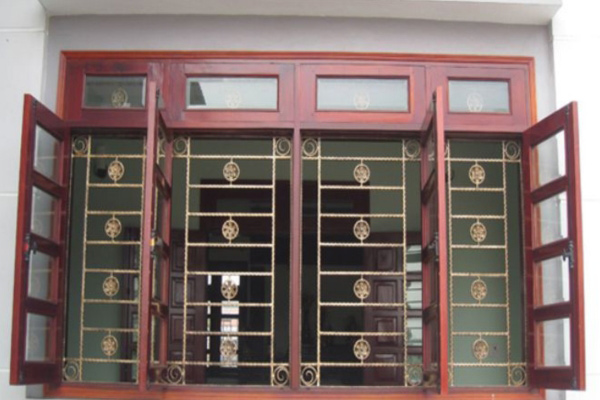 Mẫu song cửa sổ bằng inox có họa tiết