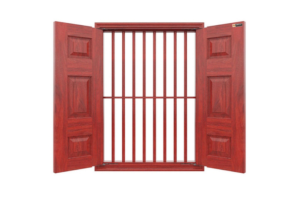 Mẫu song cửa sổ thép vân gỗ 2 cánh đều