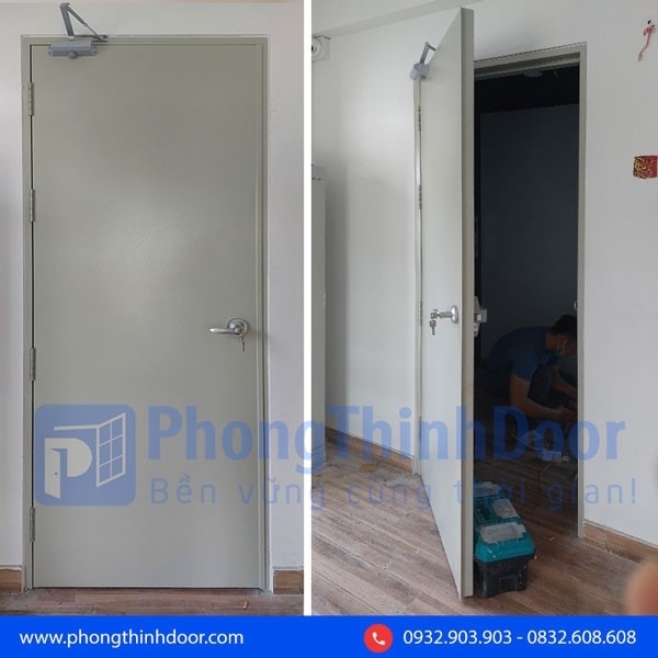 Cửa thép chống cháy 1 cánh hiện đại tại nhà dân