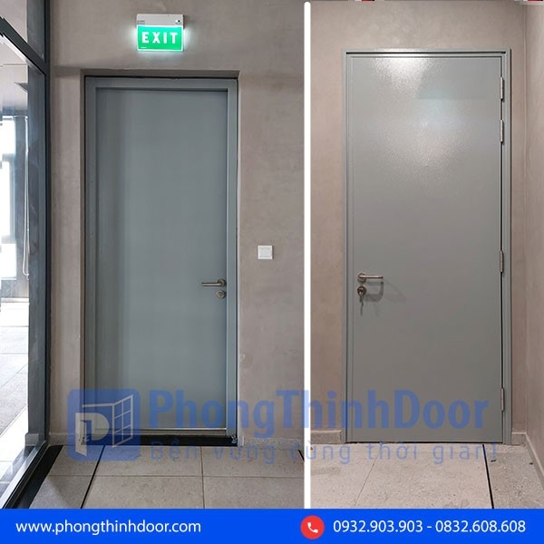 Mẫu cửa chống cháy 1 cánh được lắp đặt tại lối đi phòng kỹ thuật và tầng hầm