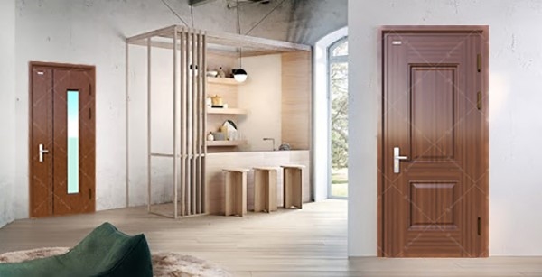 Mẫu cửa phòng ngủ 1 cánh thiết kế gọn gàng và giúp tiết kiệm diện tích