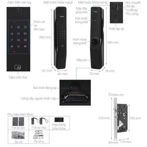 Khóa điện tử Hafele PP9000 912.05.691 4 Cấu tạo Khóa điện tử Hafele PP9000 912.05.691