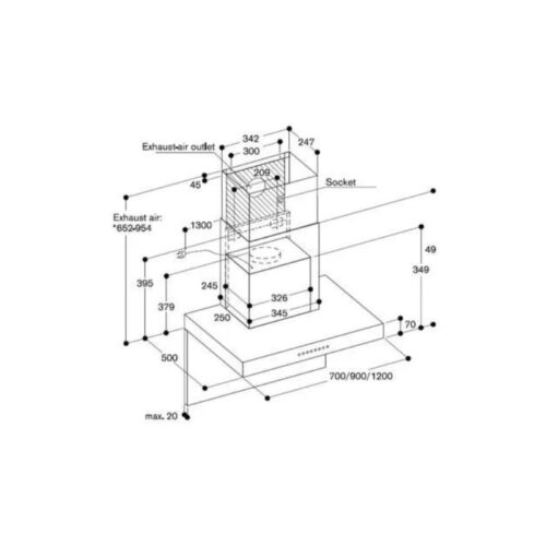 Máy hút mùi treo tường Hafele Smeg GAGGENAU 539.86.403 3 Kích thước Máy hút mùi treo tường Hafele Smeg GAGGENAU 539.86.403