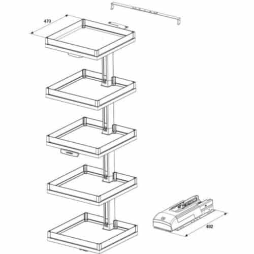 Bộ kệ 5 tầng CONVOY LAVIDO 450mm Hafele 549.63.494 5 Kích thước bộ kệ 5 tầng CONVOY LAVIDO 450mm Hafele 549.63.494