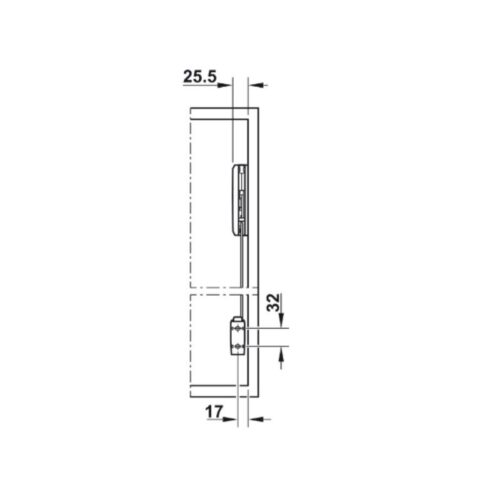 Bộ tay nâng FREE FOLD SHORT Hafele 493.05.730, xám 5 Kích thước bộ tay nâng Hafele 493.05.730