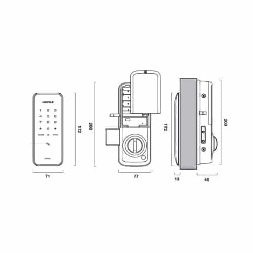 Khóa cửa điện tử Hafele ER5000 912.05.318 7 Kích thước Khóa cửa điện tử Hafele ER5000 912.05.318