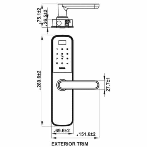 Khóa điện tử Hafele bauma BM600 912.20.394 6 Kích thước Khóa điện tử Hafele bauma BM600 912.20.394