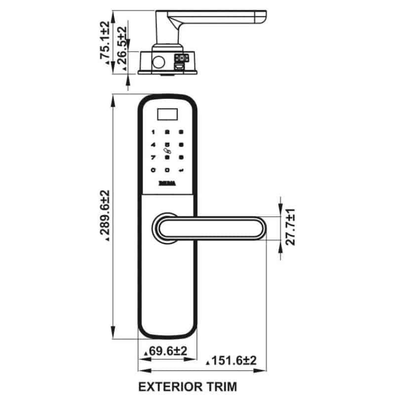 Kích thước Khóa điện tử Hafele bauma BM600 912.20.394 Kích thước Khóa điện tử Hafele bauma BM600 912.20.394