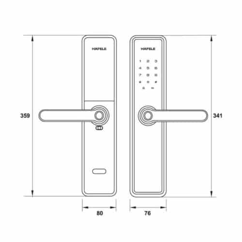 Kích thước Khóa điện tử Hafele DL7600 912.20.230
