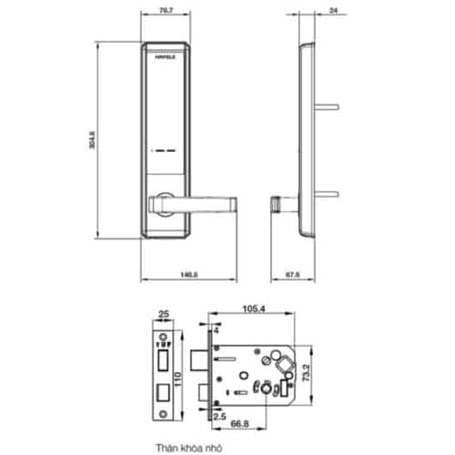 Kích thước Khóa điện tử Hafele EL7200-TC 912.05.714