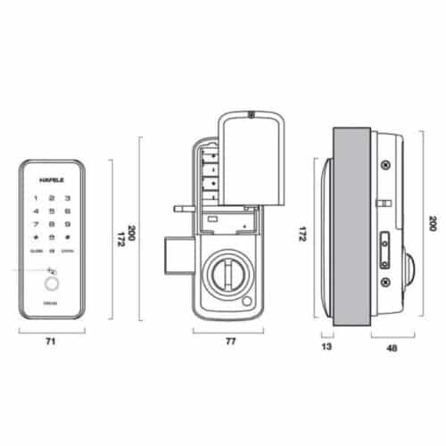 Khóa điện tử Hafele ER5100 912.20.200 7 Kích thước Khóa điện tử Hafele ER5100 912.20.200