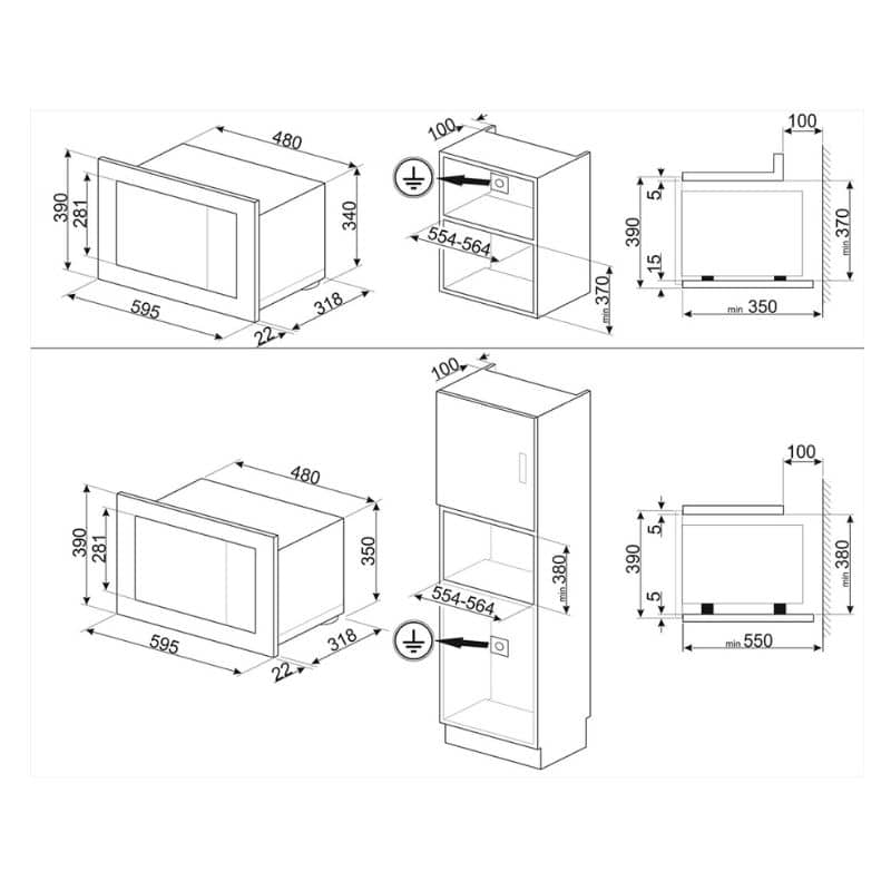 Kích thước lò vi sóng kết hợp nướng Hafele FMI120S2 536.34.192 Kích thước lò vi sóng kết hợp nướng Hafele FMI120S2 536.34.192
