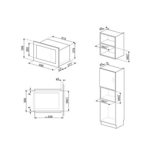 Lò vi sóng kết hợp nướng Hafele FMI325X 536.34.161 4 Kích thươc lò vi sóng kết hợp nướng Hafele FMI325X 536.34.161