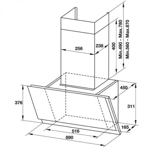 Máy hút mùi gắn tường mặt kính vân Hafele HH-WVS90A 533.86.003 3 Kích thước Máy hút mùi gắn tường mặt kính vân Hafele HH-WVS90A 533.86.003