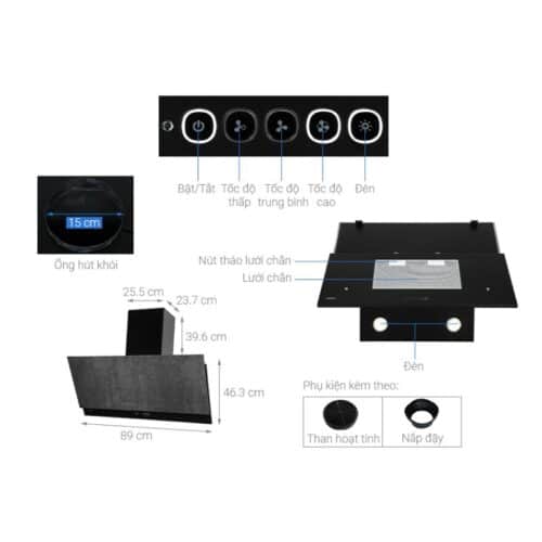 Máy hút mùi gắn tường mặt kính vân Hafele HH-WVS90A 533.86.003 7 Thông số Máy hút mùi gắn tường mặt kính vân Hafele HH-WVS90A 533.86.003