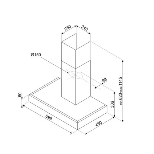 Máy hút mùi gắn tường 90cm Hafele Smeg KAT900HXE 536.84.279 3 Kích thước Máy hút mùi gắn tường 90cm Hafele Smeg KAT900HXE 536.84.279